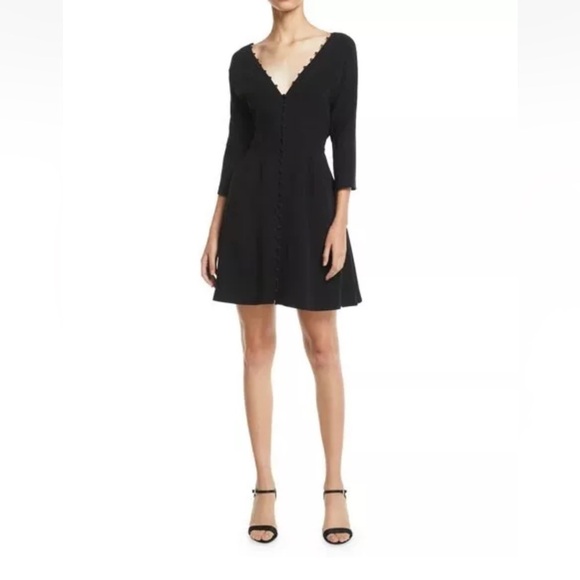 Cinq a Sept Joslyn Mini Button Crepe Dress Black Sz 6 LBD Holidays Party NYE

- - Picture 1 of 16
